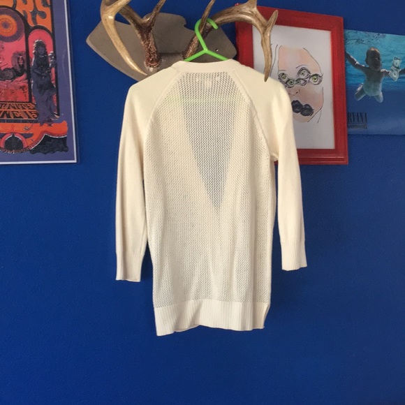 AMERICAN EAGLE Cream Knit Eyelet 1/2 Zip Cardigan - Picture 2 of 8